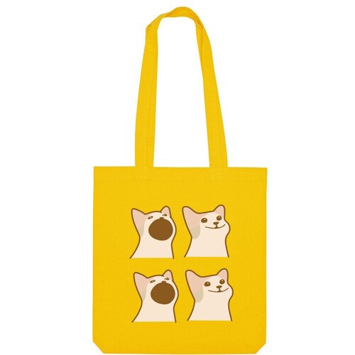 Сумка шоппер Us Basic, желтый мужская футболка мем котик pop cat m красный
