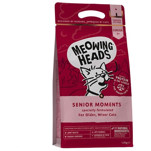 Meowing Heads Senior Moments - Сухой корм для кошек старше 7 лет с лососем и яйцом 