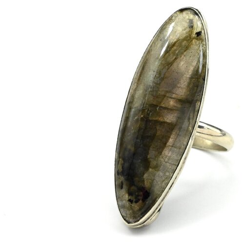 Кольцо Радуга Камня, лабрадорит, размер 18, черный, коричневый кольцо радуга камня лабрадорит размер 18 черный зеленый
