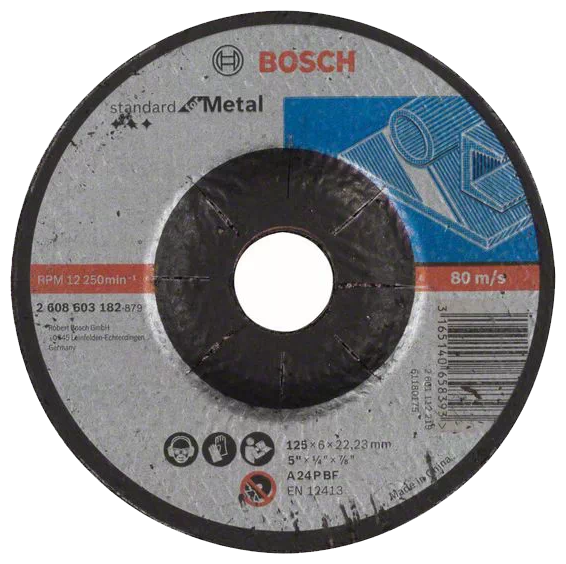 Обдирочный круг Bosch выпуклый, Standard for Metal Ø 125х6х22.2 мм (2608603182)