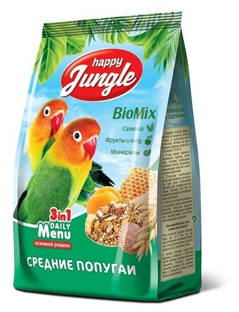 Happy Jungle Корм для средних попугаев, 500 г