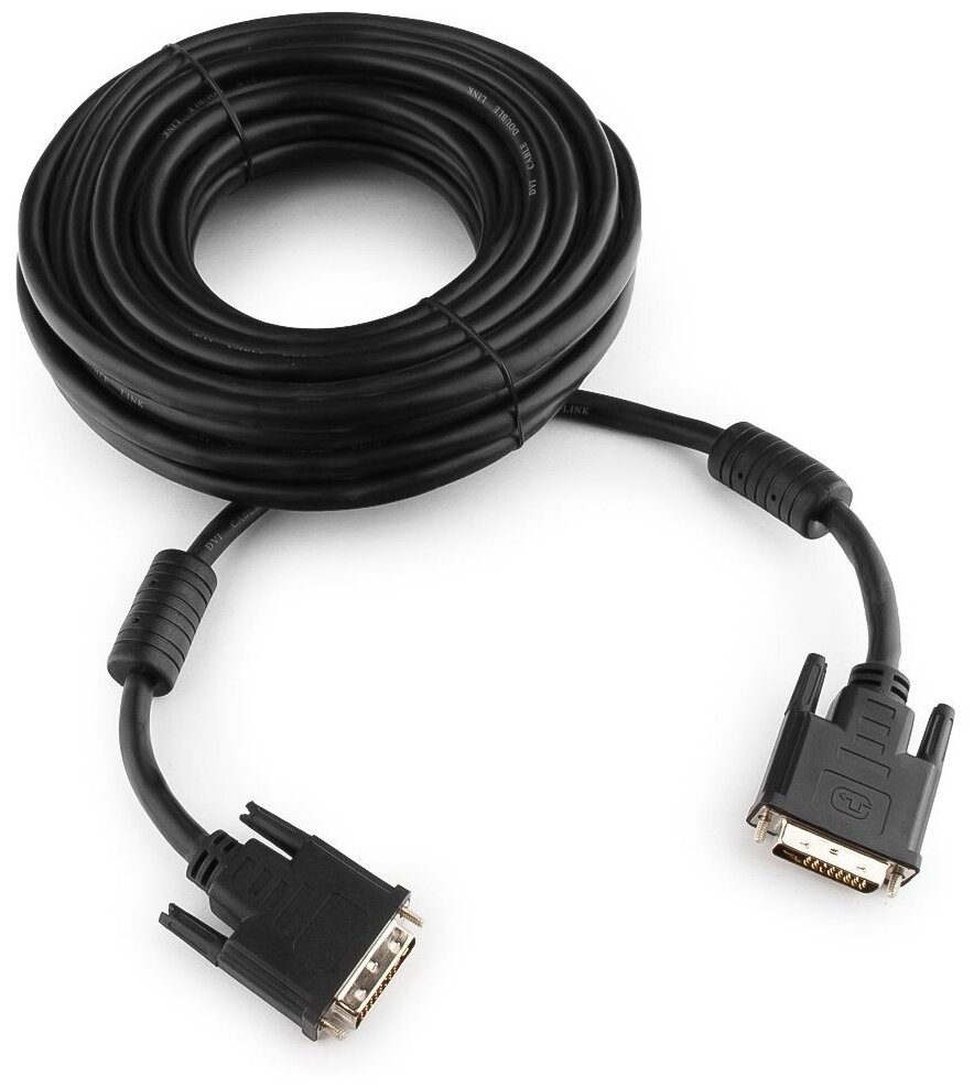 Кабель DVI-DVI 3.0м Dual Link Gembird экранированный ферритовые кольца черный CC-DVI2-BK-10M - фото №1