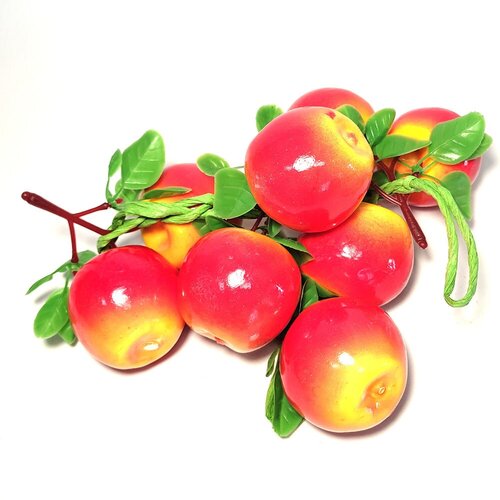SunGrass / Фрукты искусственные - яблоки ранетки красно-желтые на ветке - 8 шт / Декор для дома, кафе, ресторана
