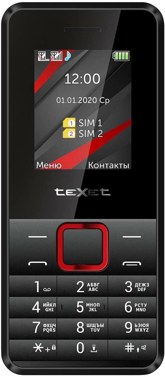 Мобильный телефон teXet TM-207 Black/Red