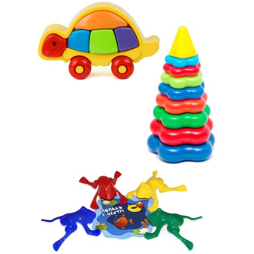 фото Набор развивающий: логическая черепашка + пирамида детская большая + команда ква №1 karolina toys