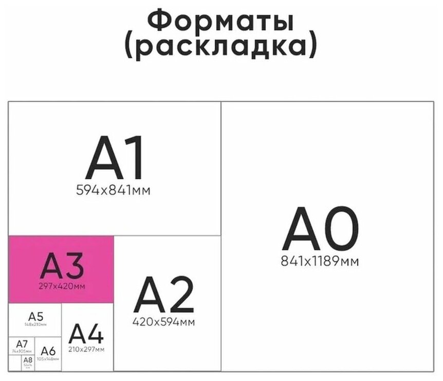 Бумага для черчения, А3, папка 24 листа, 200 г/м2