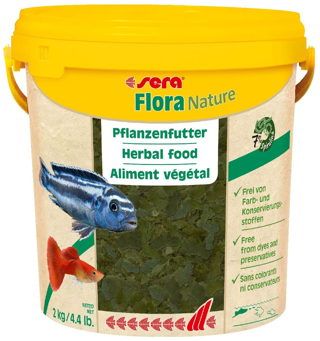 Sera корм для рыб растительный в хлопьях FLORA NATURE, 10000 мл, 2 кг