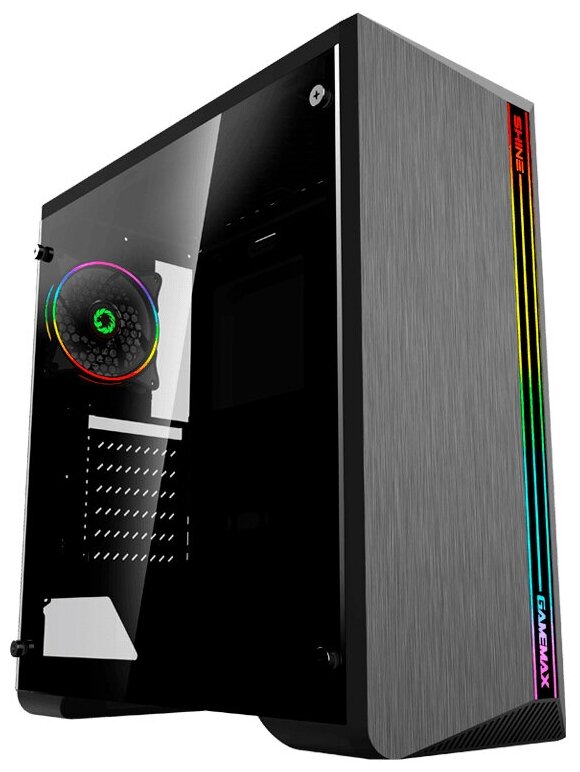 Gamemax Shine G517 ATX case, black, w/o PSU, w/1xUSB3.0+2xUSB2.0, HD-Audio , w/1x12mm FR1x12c