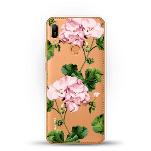 фото Силиконовый чехол розовые цветы на huawei y6 (2019) andy & paul