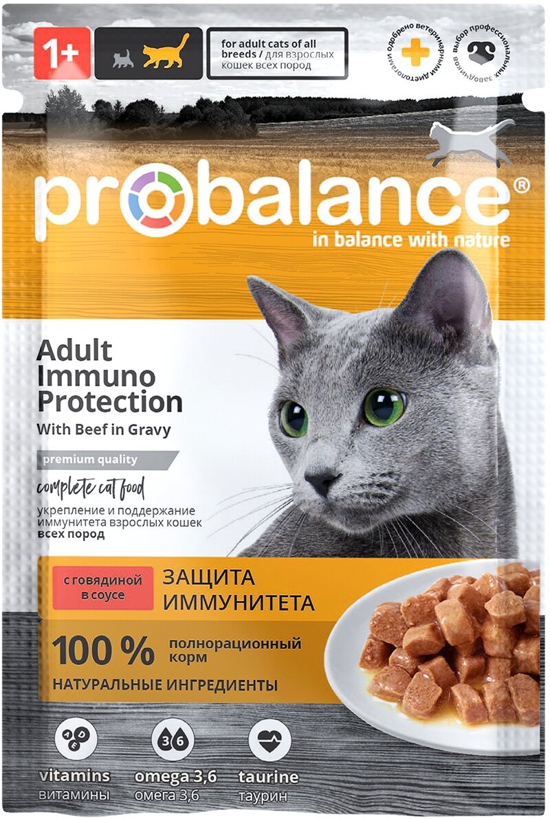 корм для кошек ProBalance с говядиной (кусочки в соусе)