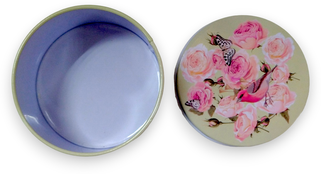 фото Шкатулка металл круглая "Птица в розах" 5х7,5х7,5 см