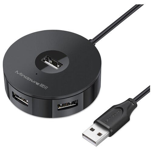 USB концентратор Хаб / Hub 4 USB + разъем питания Mindpure US018 1м Черный usb концентратор harper hub 07mb черный