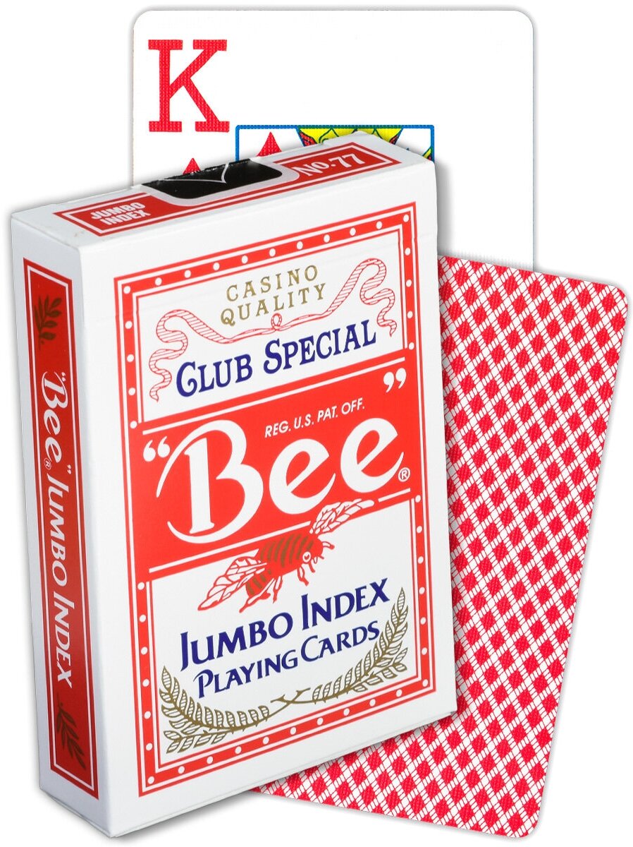 Bee Jumbo Index №77 (Red), игральные карты BEE без пчёл на рубашке