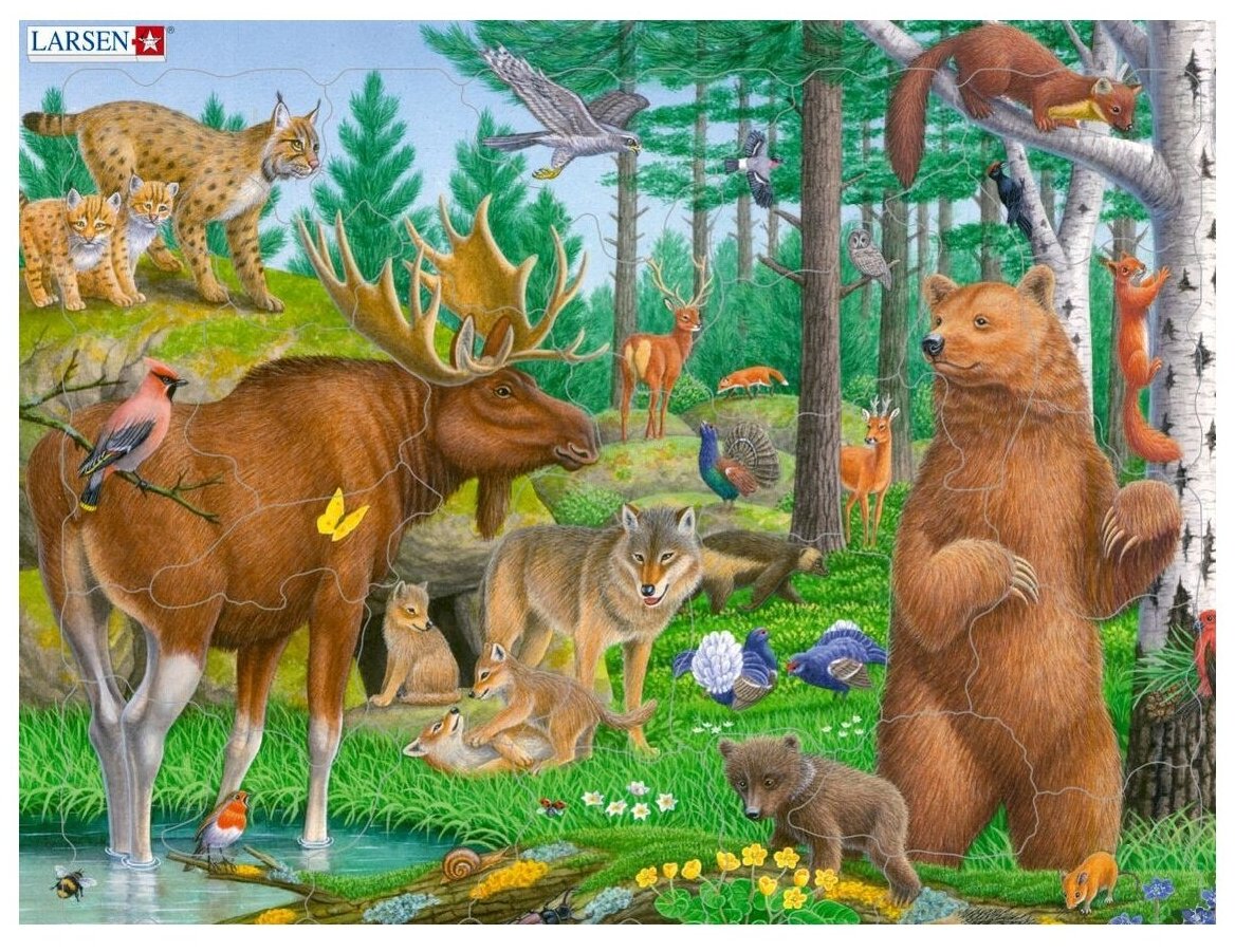 Пазлы для детей Larsen "Лесные животные", 29 элементов, FH36