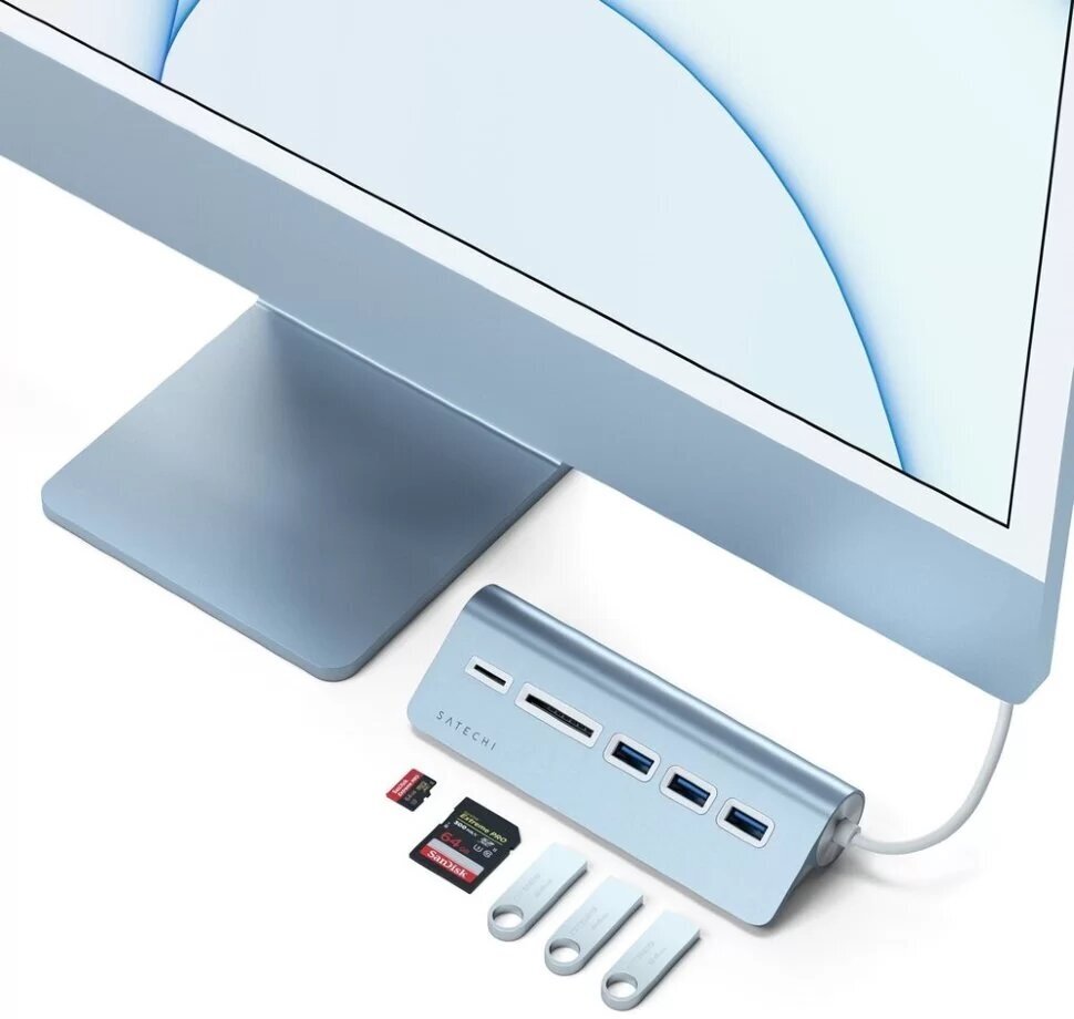 USB-концентратор Satechi Type-C Aluminum USB 30 Hub & Micro/SD Card Reader разъемов: 3