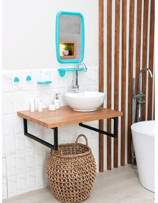 BEROSSI Набор для ванной комнаты Optima, цвет бирюзовый - фотография № 3
