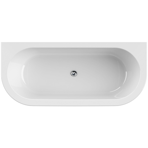 Ванна акриловая Cezares Slim 180х79 см SLIM WALL-180-80-60-NERO-SET со сливом-переливом, белая с черной матовой панелью