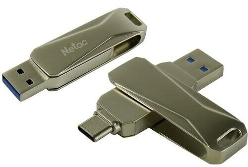 Флеш Диск 512Gb Netac U782C (NT03U782C-512G-30PN), USB3.0+TypeC, металлическая