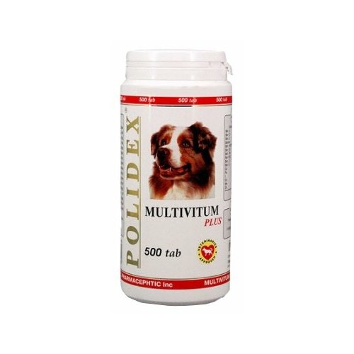 Витамины Polidex Multivitum plus для собак , 500 таб. polidex polidex витамины для собак для роста мышечной массы и повышения выносливости для собак 150 таб 120 г