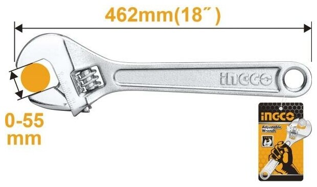 Ключ разводной 450 мм INGCO HADW131182