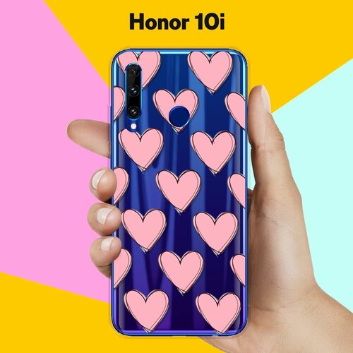 Силиконовый чехол Узор из сердец на Honor 10i силиконовый чехол узор из планет на honor 10i