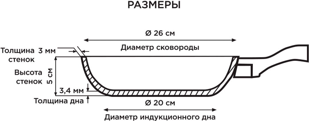 Сковорода Walmer Stonehenge, 26 см, антипригарное покрытие, кованый алюминий