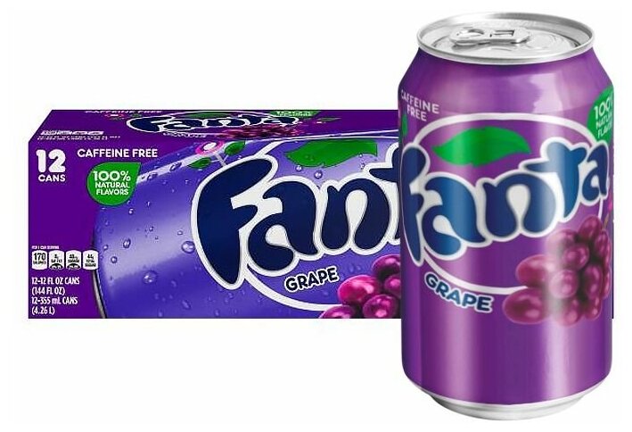 Газированный напиток Fanta Grape со вкусом винограда (США), 355 мл (12 шт)