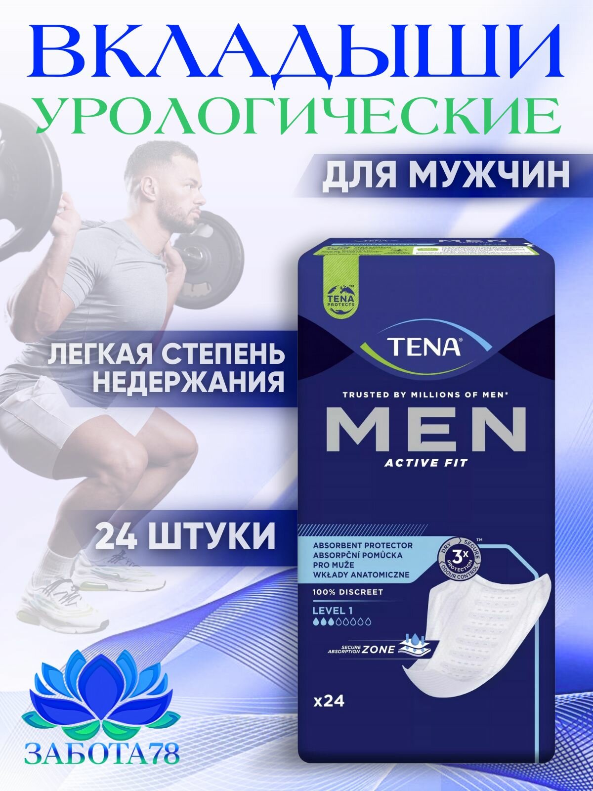 Прокладки урологические мужские TENA Men Active Fit Level 1 24 шт