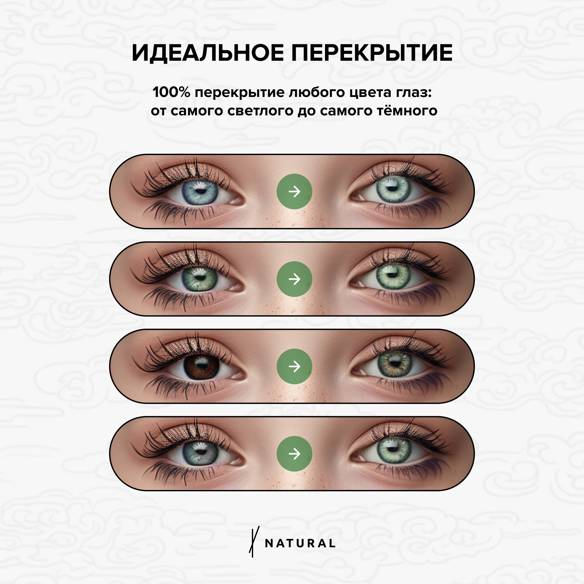 Цветные Контактные Линзы Цветные линзы зеленые ZUMMY NATURAL 0,0, радиус кривизны 8,6