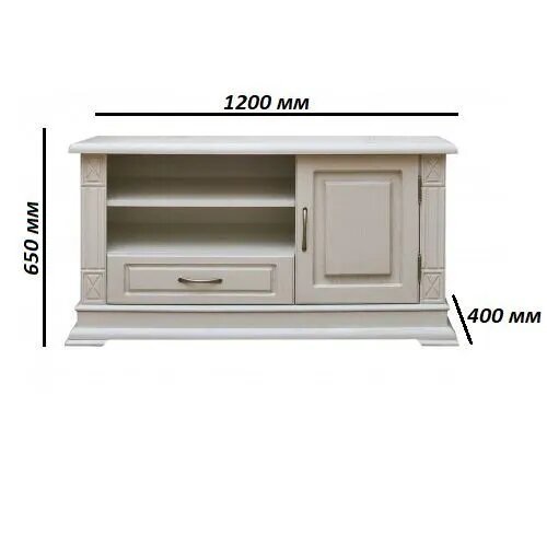 Тумба Верди рианна 016 из массива сосны 120х40х65 см Белая эмаль, 1 ящик — фото 1