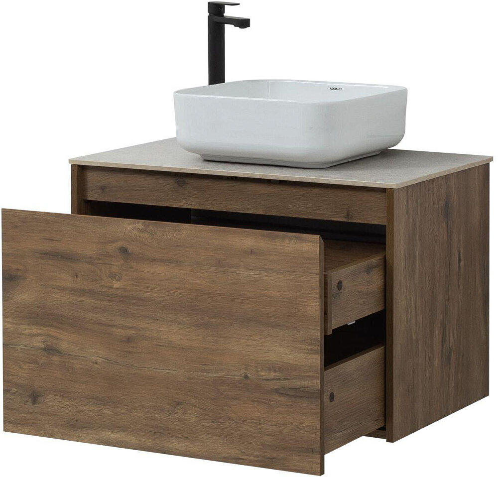 Тумба под раковину Aquanet Nova Lite 75 см 249514 с 1 ящиком, коричневый - фото №9