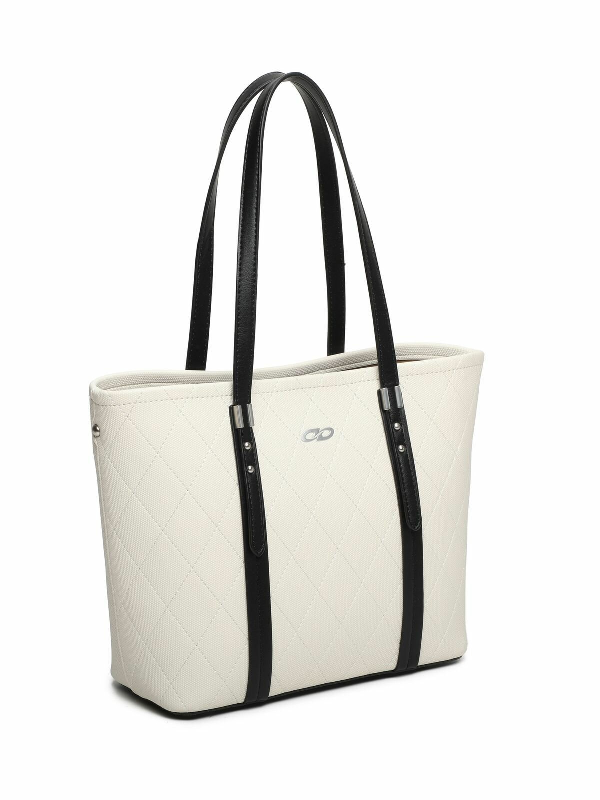 Сумка тоут kari, фактура гладкая, стеганая, матовая, молочный1 — фото 1