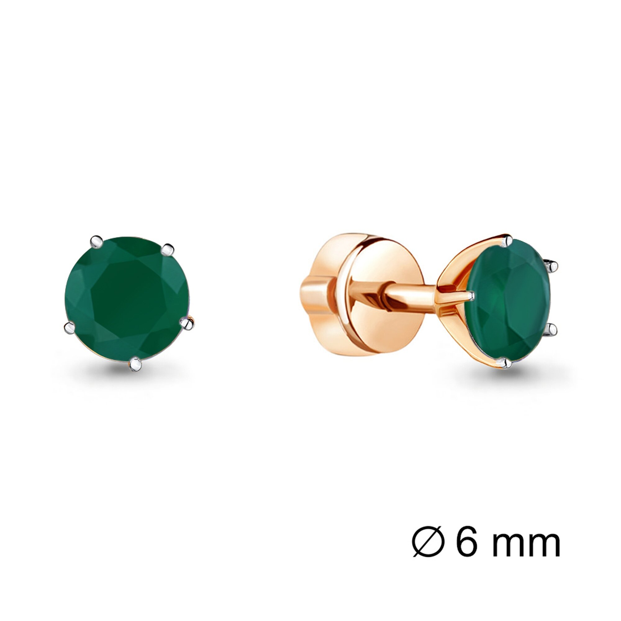 Серьги пусеты Diamant online, серебро, 925 проба, золочение, агат, длина 0.7 см, , бирюзовый