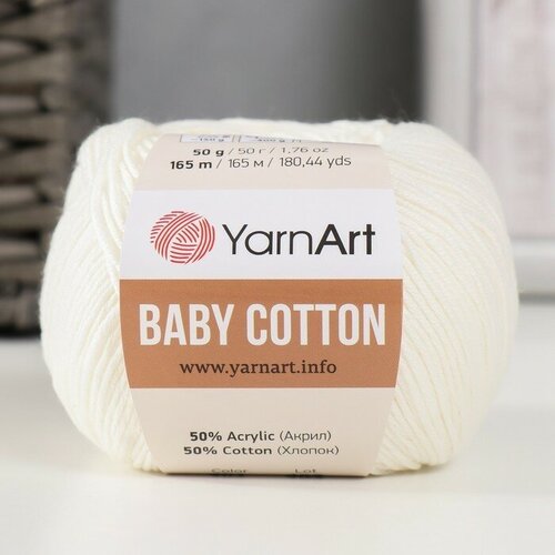 YarnArt Пряжа "Baby cotton" 50% акрил 50% хлопок 165м/50гр (401 белый)