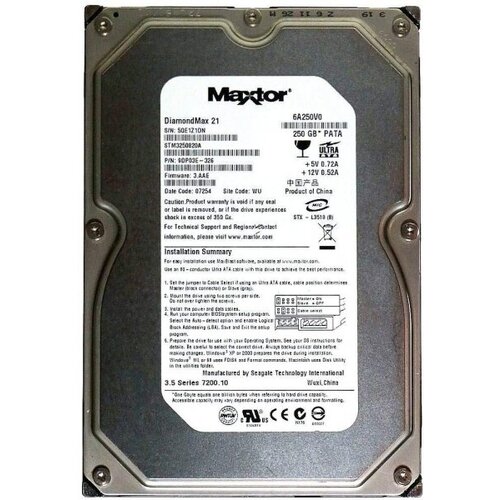 Жесткий диск Maxtor STM3250820A 250Gb 7200 IDE 3.5 HDD жесткий диск maxtor 9ds011 80gb 7200 ide 3 5 hdd