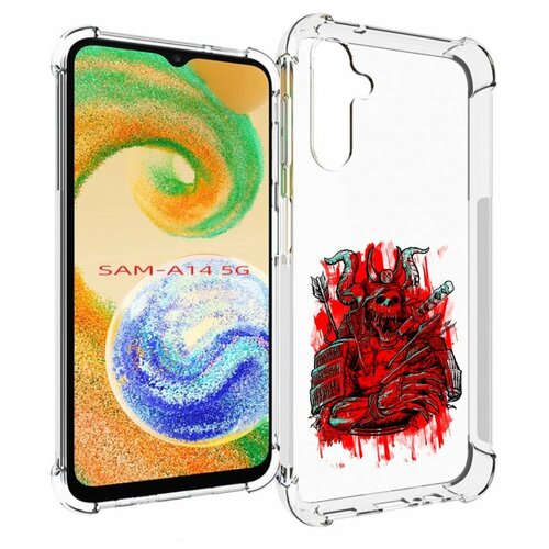 Чехол MyPads красный скелет воин для Samsung Galaxy A14 4G/ 5G задняя-панель-накладка-бампер