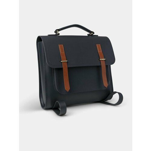 Рюкзак The Messenger Backpack CAMSATCHmessenger-leather-backpack-navy-tan, коричневый, синий