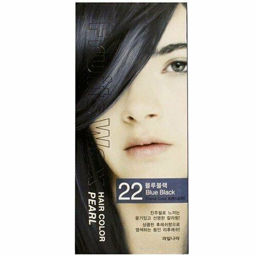 Краска для волос на фруктовой основе Fruits Wax Pearl Hair Color #22 Blue Black 60 мл, Welcos, 8809061887382