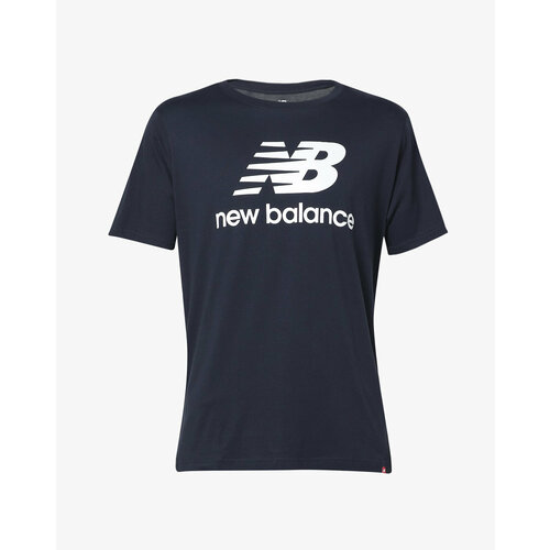 Футболка New Balance, свободный силуэт, круглый вырез, принт абстрактный, дышащий материал, размер XL, синий