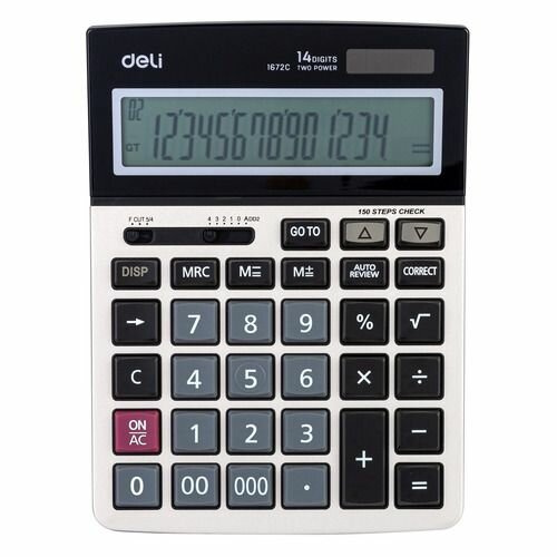 Калькулятор настольный Deli E1672C серебристый - фото №5