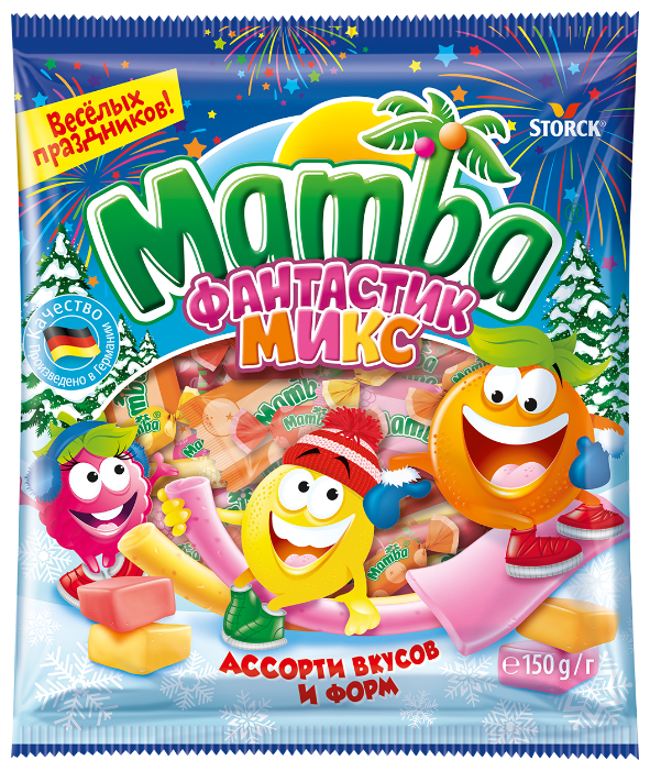 Жевательные конфеты Mamba Фантастик микс Новый год вкус ассорти 150 г