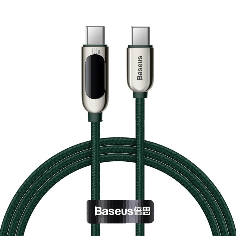 Кабель USB-C BASEUS Display Fast Charging, Type-C - Type-C, 5A, 100W, 1 м, зеленый