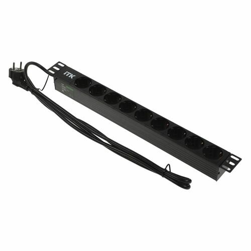 PH22-9D1-P ITK PDU 9 розеток DIN49440 (нем. cтанд.) 1U, шнур 2м вилка DIN49441 (нем. станд.), профиль из ПВХ, черный IEK - фото №12