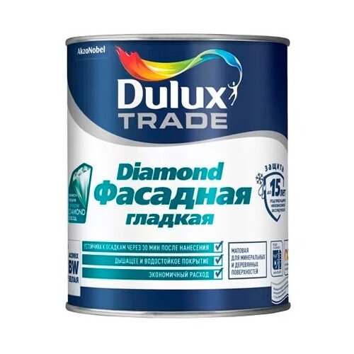Краска акриловая Dulux Diamond Фасадная Гладкая матовая белый 1 л 1.36 кг краска акриловая dulux master lux aqua 40 полуглянцевая белый 1 л 1 36 кг