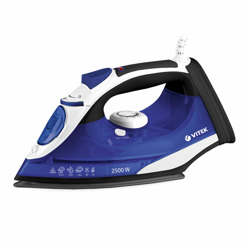 Утюг 2500ВТ керам Покрытие С отпар Самооч противокап ЗАЩ от накипи РЕЗ ДВ 340МЛ VITEK 542900₽