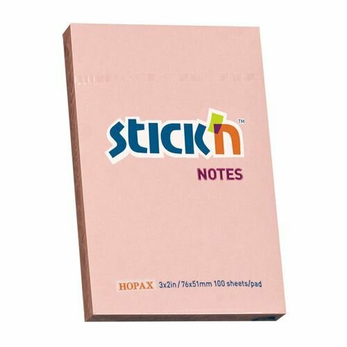 Блок самоклеящийся бумажный STICK`N 21145, 51x76, 100 л, пастель, розовый