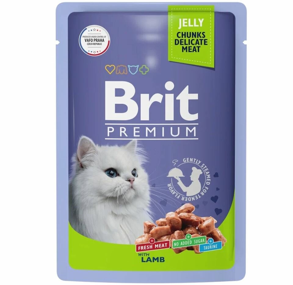 Корм Brit Premium Lamb (в желе) для кошек, с ягненком, 85 г x 14 шт - фотография № 4