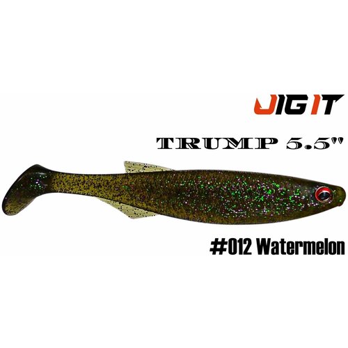 Приманка Силиконовая Jig It Trump 5.5 (140 мм) #012 WATERMELON Squid приманка силиконовая jig it trump trace 5 7 145 мм 007 silver blue squid
