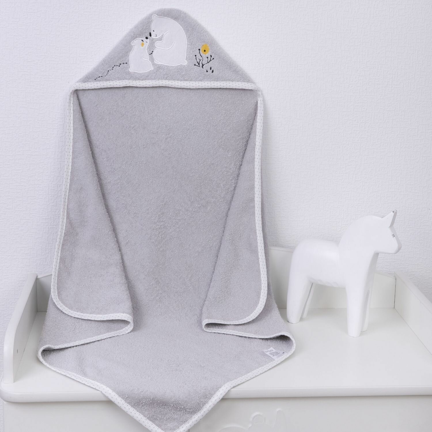 Полотенце с уголком для новорожденных махровое 80x80 см, полотенце детское с капюшоном Baby Nice - фотография № 5