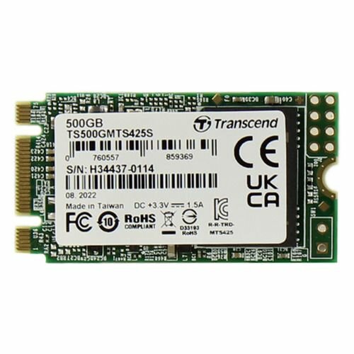 SSD накопитель Transcend 425S TS500GMTS425S 500ГБ, M.2 2242, SATA III, M.2